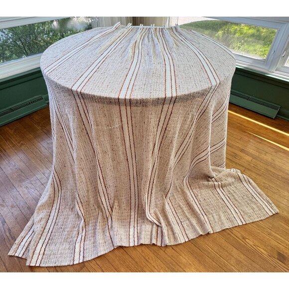 Vintage 70s curtain, tan, rust and brown, thick woven, pleated, for 1 panel - Picture 4 of 10